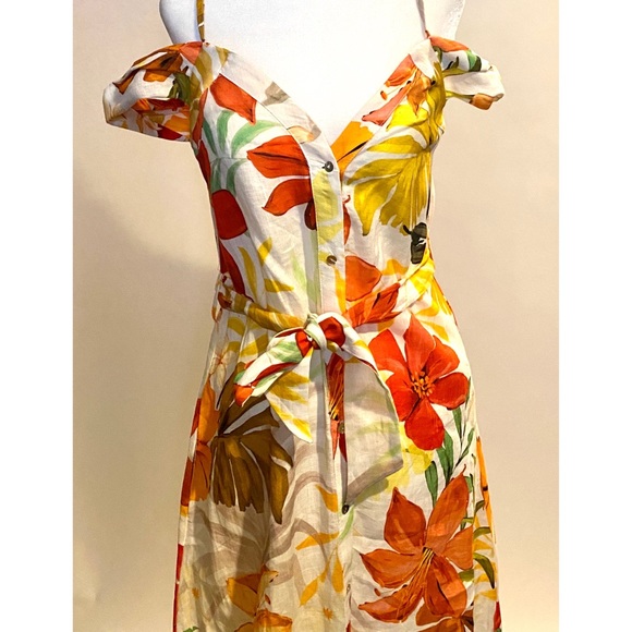 Zara Floral Print Linen Dress - Picture 3 of 8
